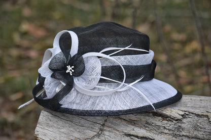 Black & White Small Brim Sinamay Hat