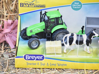 Breyer Farms Green Tractor and Tag A Long Trailer