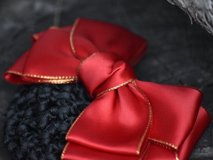 Satin Show Snood with Gold Trim