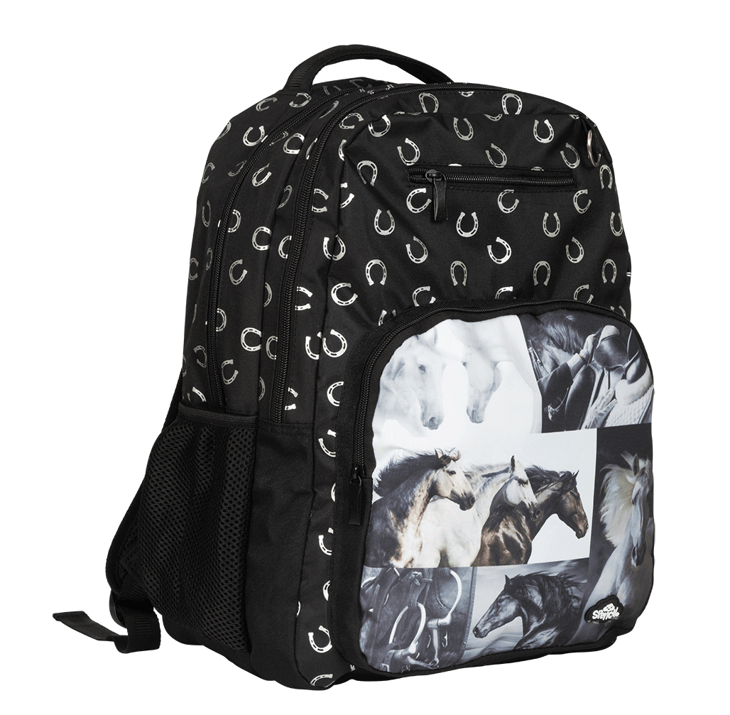 Spencil Black & White Horses Big Backpack