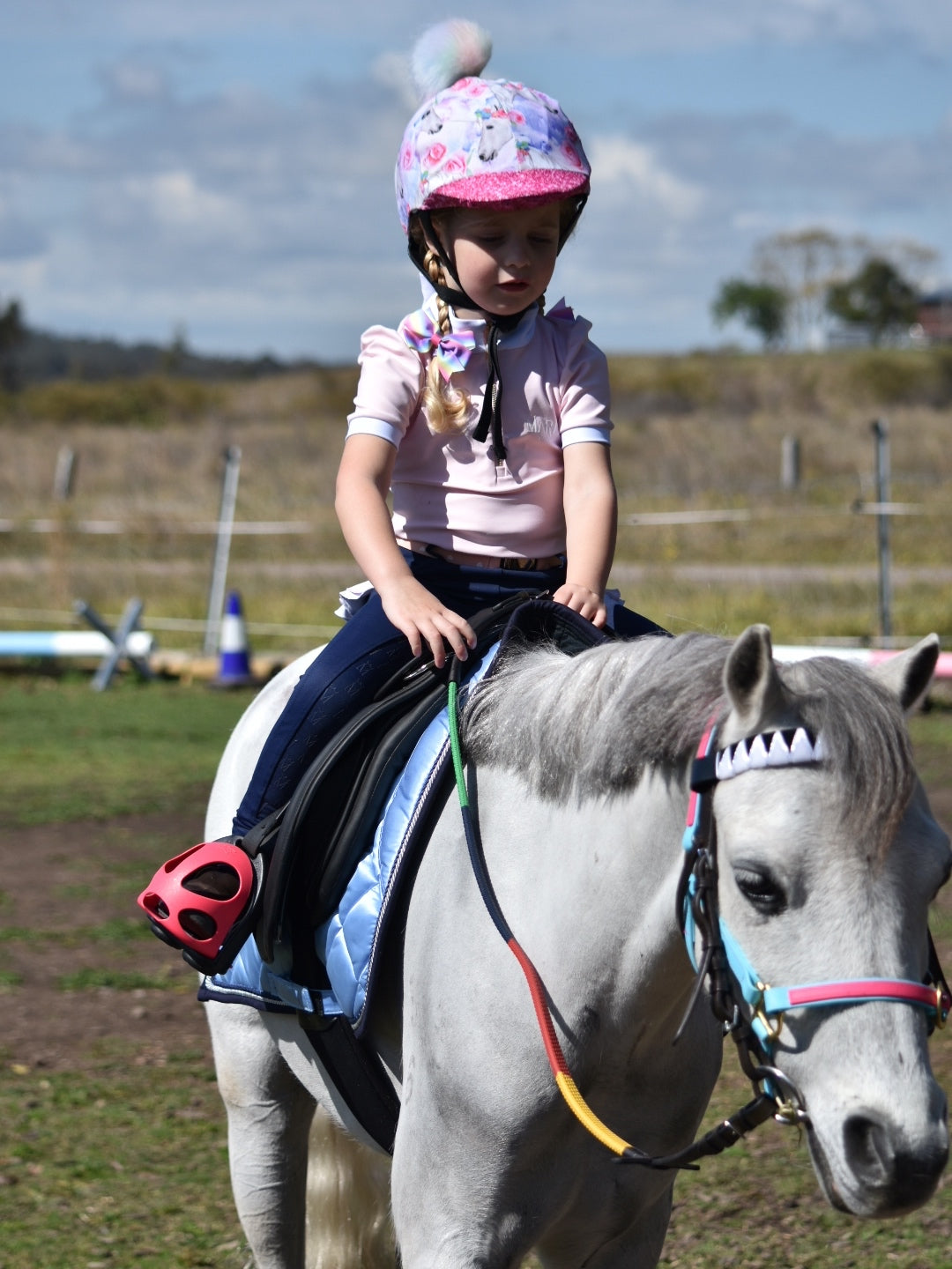 Mare and Me Pink Ballet Frill Riding Tights in Navy