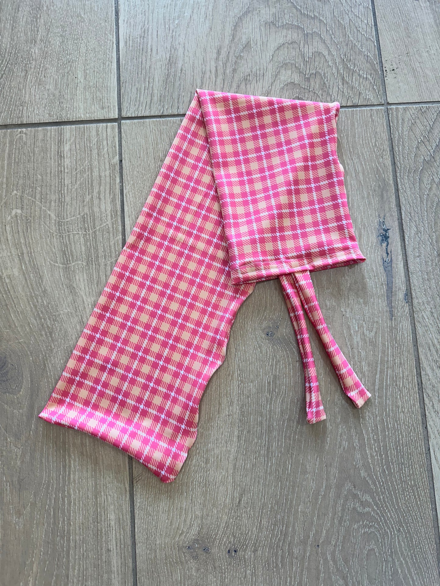 Pink & Peach Gingham Tie-in Tail Bag