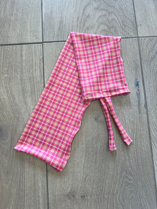 Pink & Peach Gingham Tie-in Tail Bag