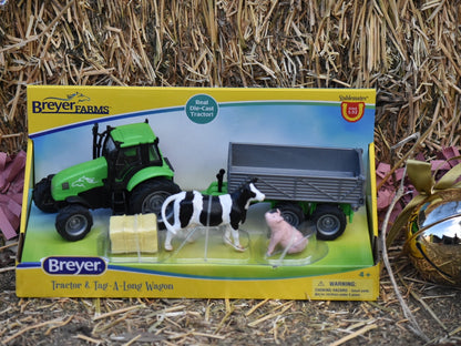 Breyer Farms Green Tractor and Tag A Long Trailer