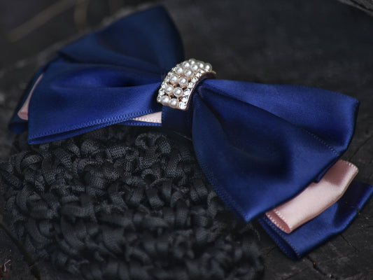 Horse Show Hair Snood with delicate Pearl Bead & Crystal Clasp