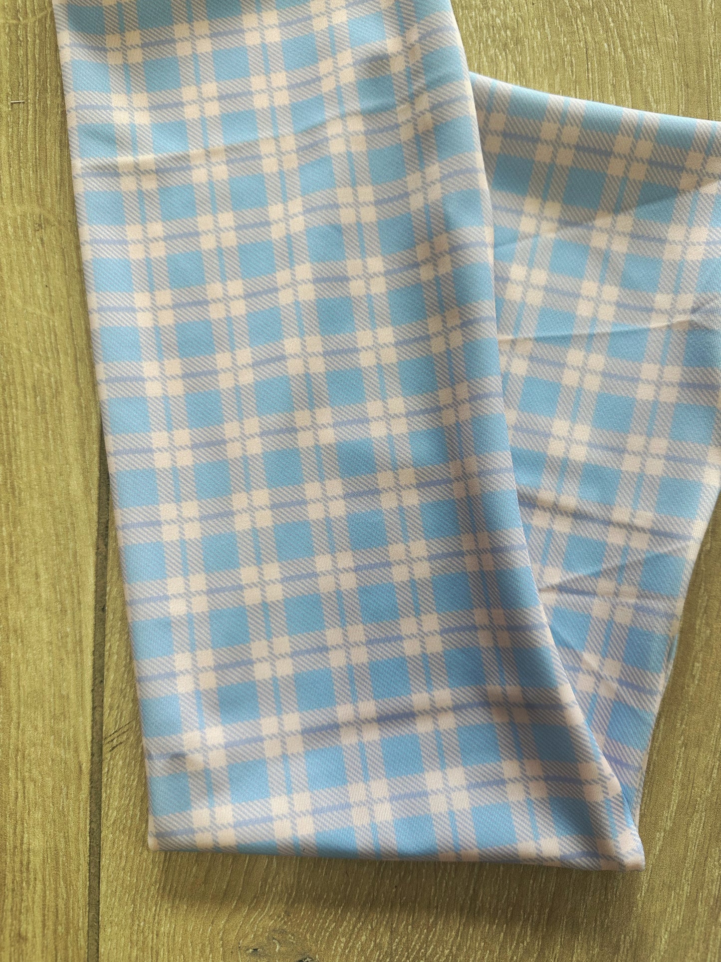 Light Blue & Peach Gingham Tie-in Tail Bag