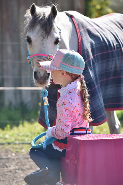 Mare and Me Snuggle & Kisses Red & White Ballet Frill Riding Tights in Navy