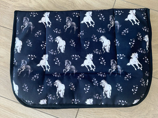 Black & White Horses Handmade Saddle Pad