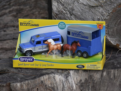 Breyer Stablemates Farms Land Rover & Tag-A-Long Trailer