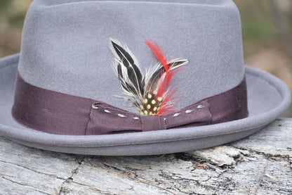 Men’s Grey Woolen Fedora Showing Hat