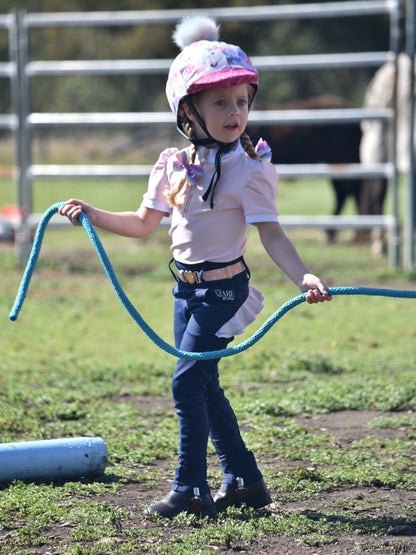 Mare and Me Pink Ballet Frill Riding Tights in Navy