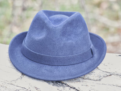 Navy Blue Woollen Trilby Hat