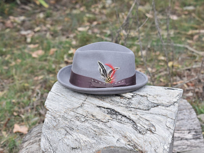 Men’s Grey Woolen Fedora Showing Hat