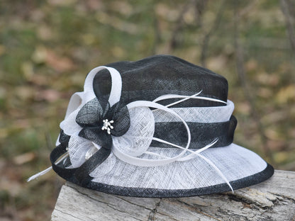 Black & White Small Brim Sinamay Hat