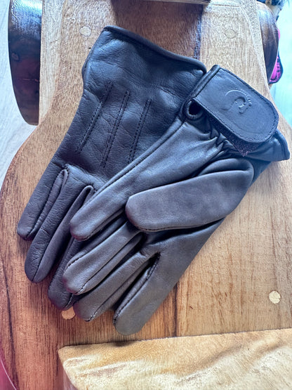 Oxley Outfitters Childrens Leather Horse Riding Gloves - Brown