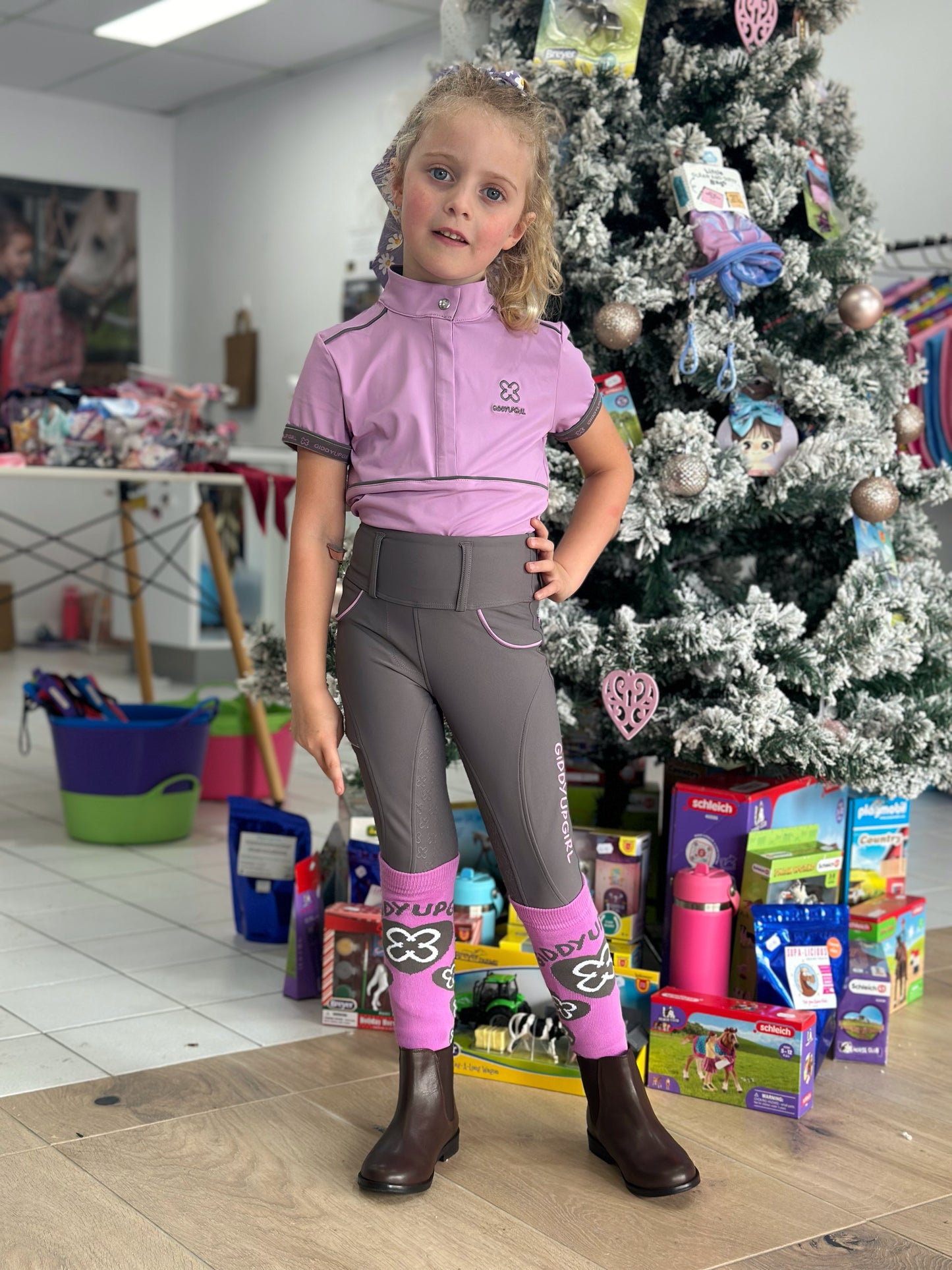 Giddyupgirl Pippa Girls Lilac Riding Top