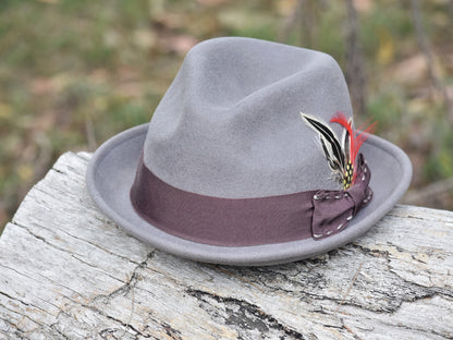 Men’s Grey Woolen Fedora Showing Hat