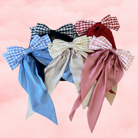 Gingham and Satin XL Hair Bow