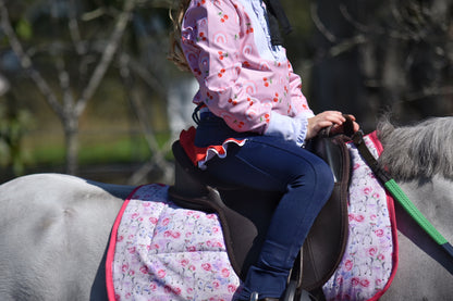 Mare and Me Snuggle & Kisses Red & White Ballet Frill Riding Tights in Navy