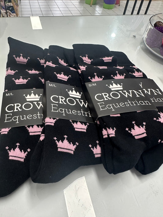 Crown Equestrian Pink Crown Kids Horse Riding Socks