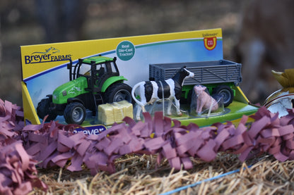 Breyer Farms Green Tractor and Tag A Long Trailer