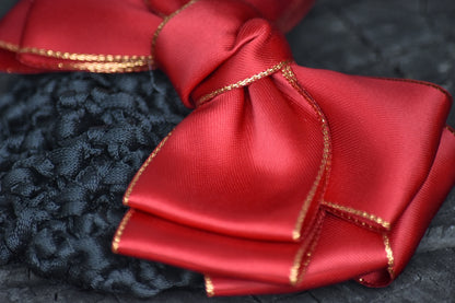 Satin Show Snood with Gold Trim