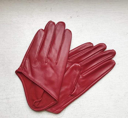 Genuine Leather Half Hand Driving Gloves