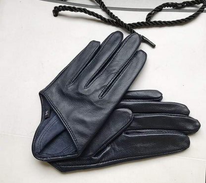 Genuine Leather Half Hand Driving Gloves