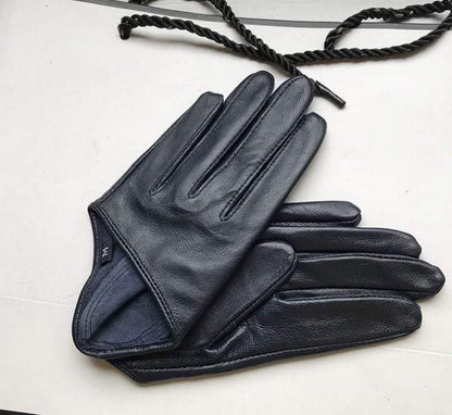 Genuine Leather Half Hand Driving Gloves